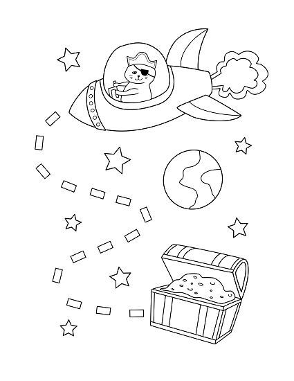 space pirate cat julie wenzel coloring book free page